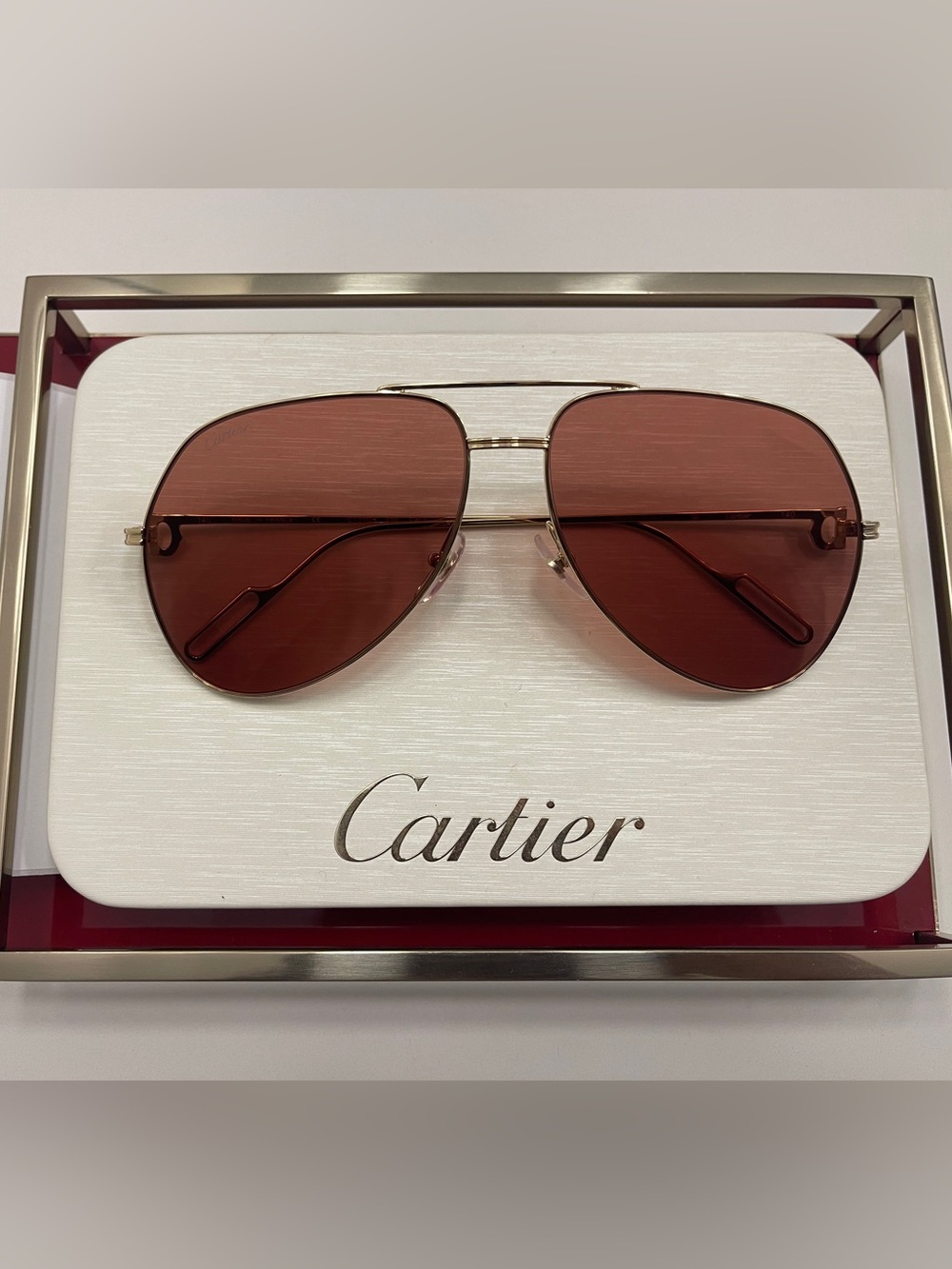 New Authentic Cartier Gold Aviator Sunglasses Pilot Glasses w/Receipt